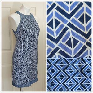 Pink Martini geometric sleeveless shift dress sz S